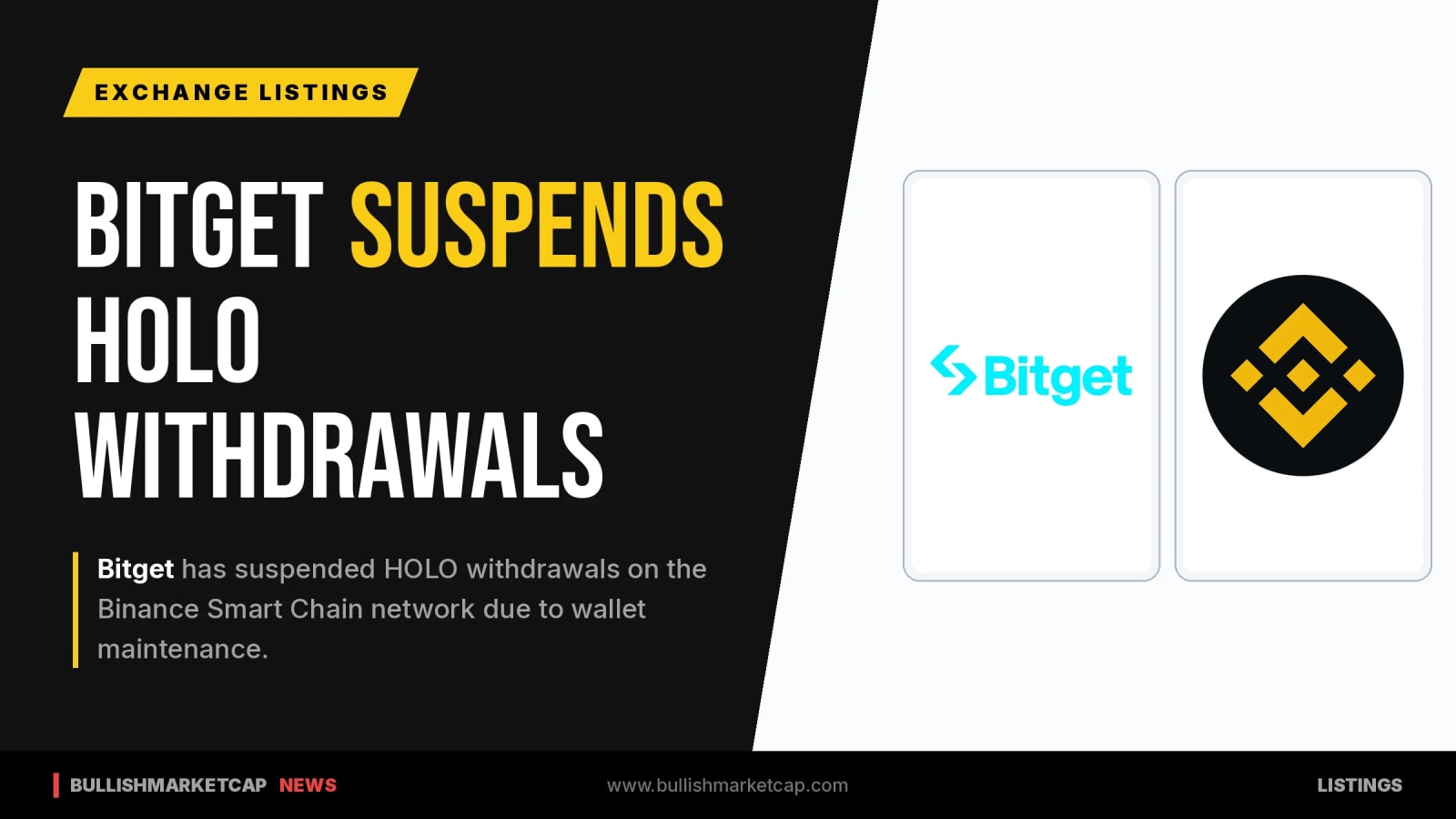 Bitget Suspends Holo BSC Network Withdrawals