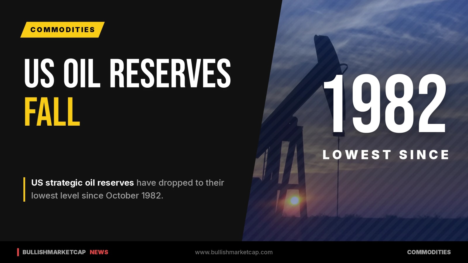 US Strategic Oil Reserves Fall to Lowest Since 1982