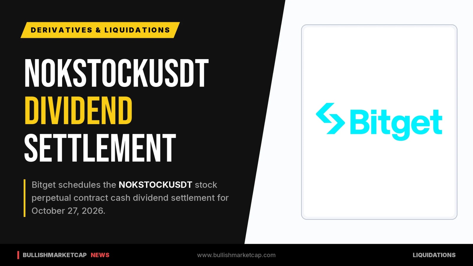 Bitget Sets Cash Dividend Settlement for NOKSTOCKUSDT