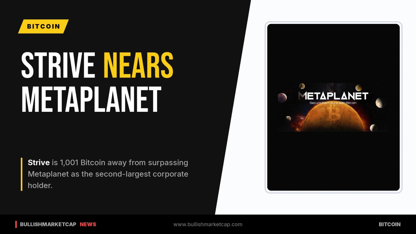 Strive Nears Metaplanet as Second-Largest Bitcoin Treasury