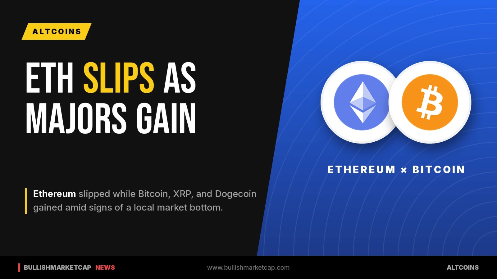 Ethereum Slips as Bitcoin, XRP and Dogecoin Gain