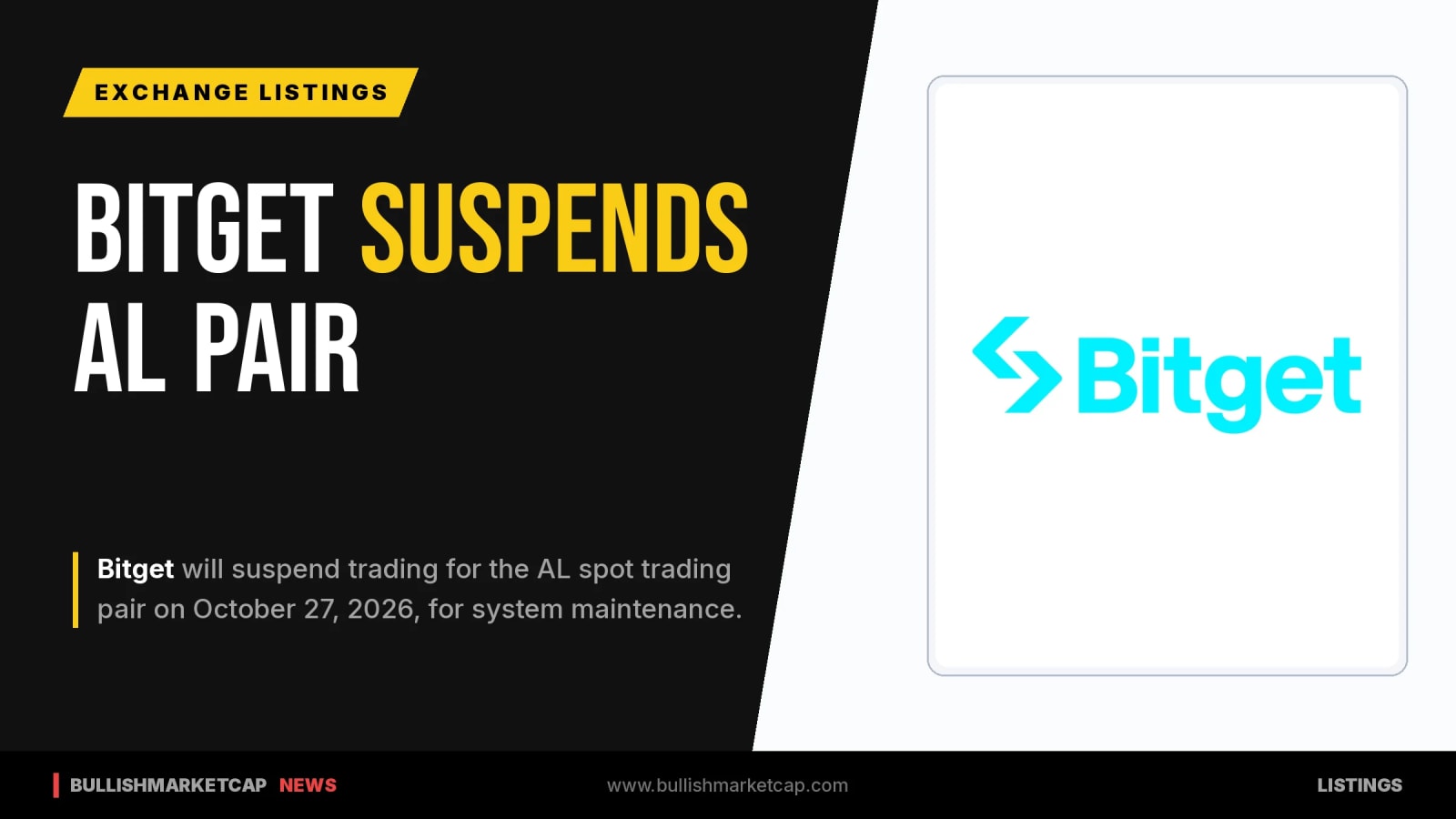 Bitget Schedules Maintenance for AL Spot Trading Pair