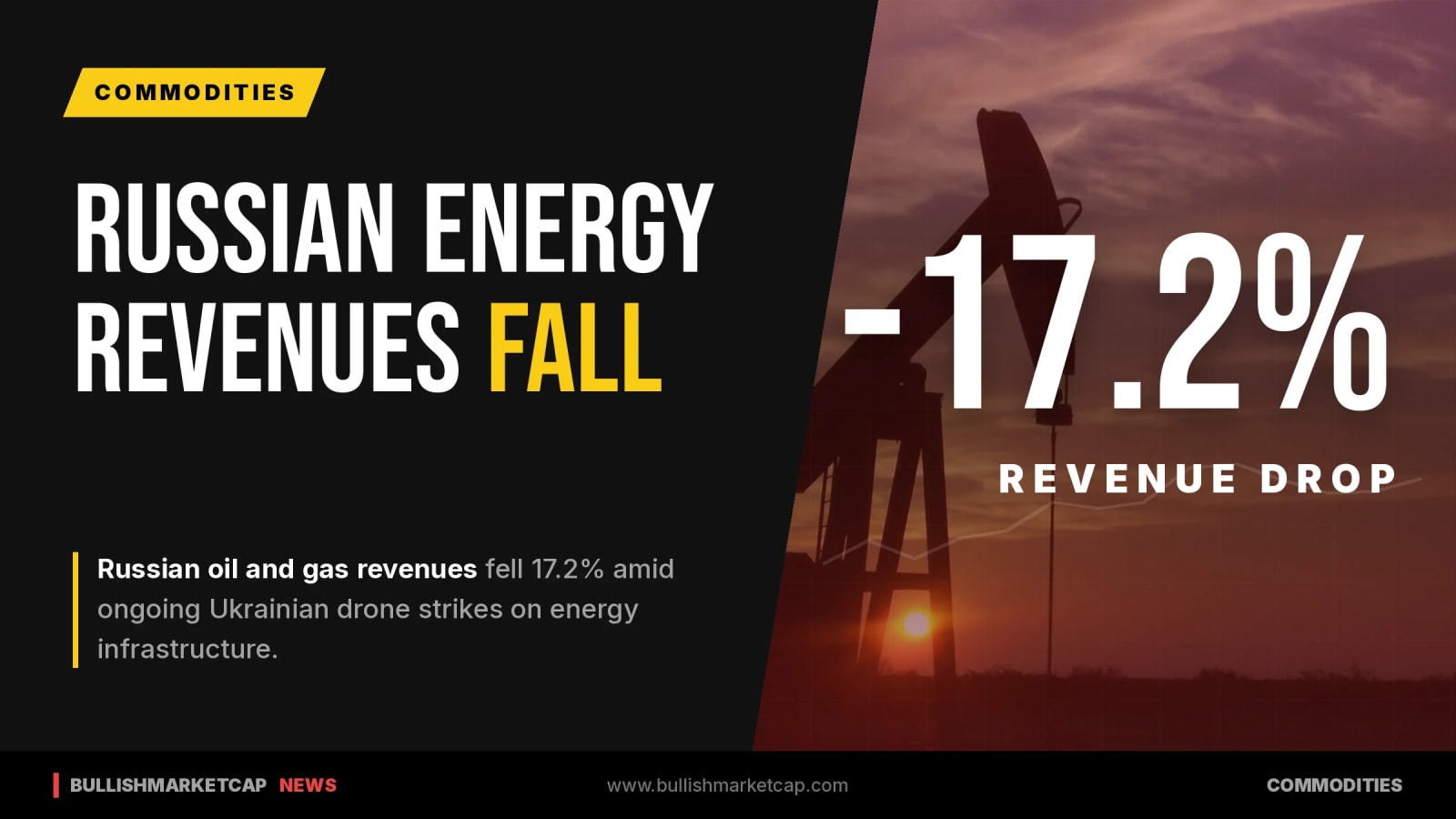 Russian Oil and Gas Revenues Fall 17.2% on Drone Attacks