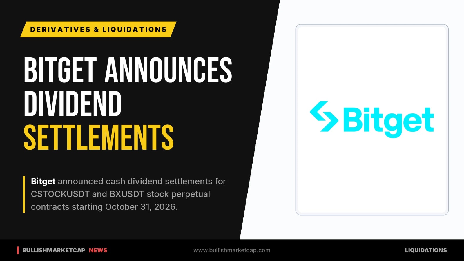 Bitget Schedules Cash Dividend Settlement for Stock Perps
