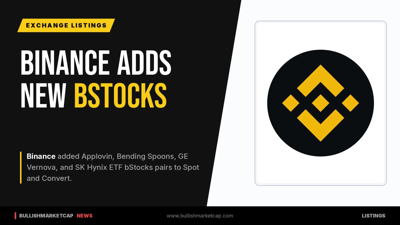 Binance Adds Five New bStocks Pairs and Extends Fee Promo