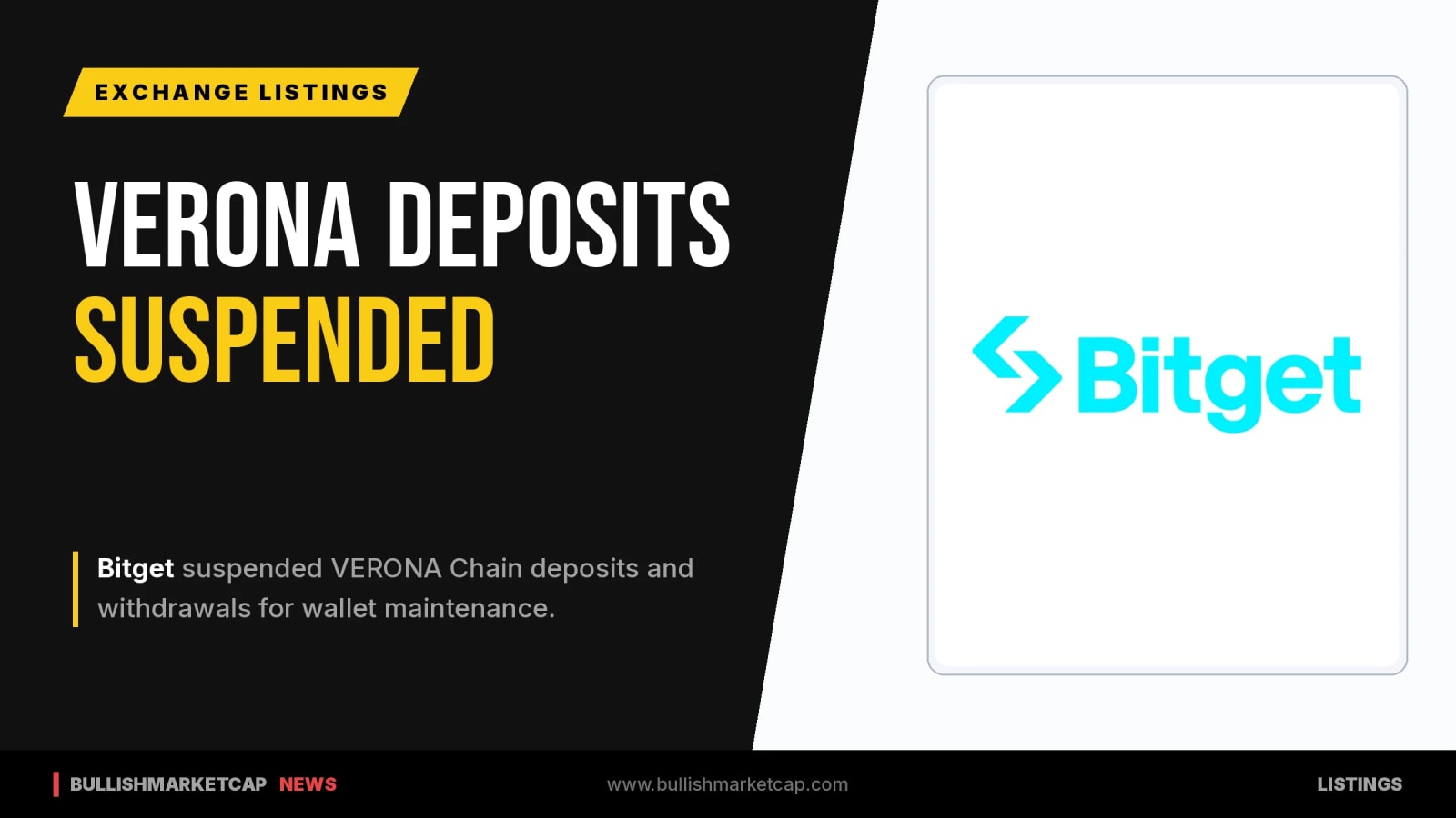 Bitget Suspends VERONA Chain Deposits and Withdrawals