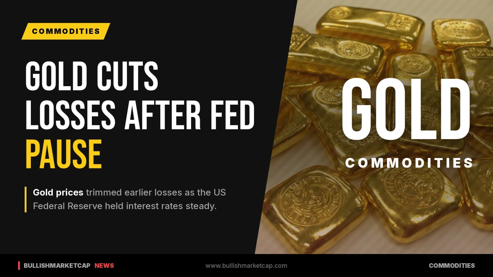 Gold Cuts Losses as Federal Reserve Pauses Rates