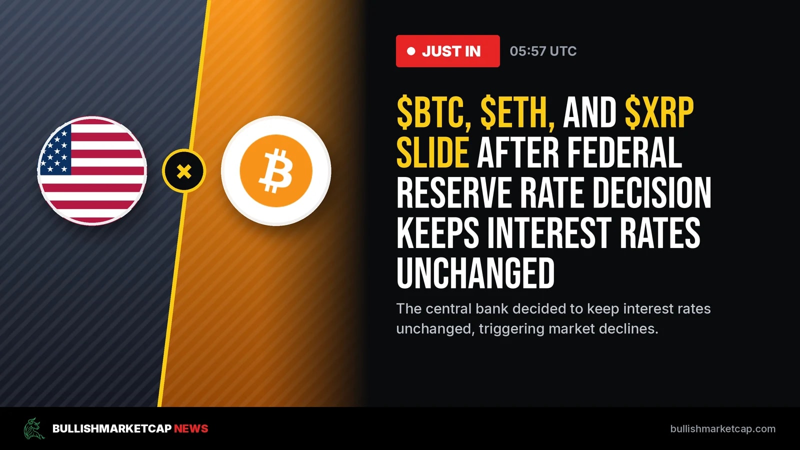 BTC, ETH, and XRP Slide After Federal Reserve Rate Decision