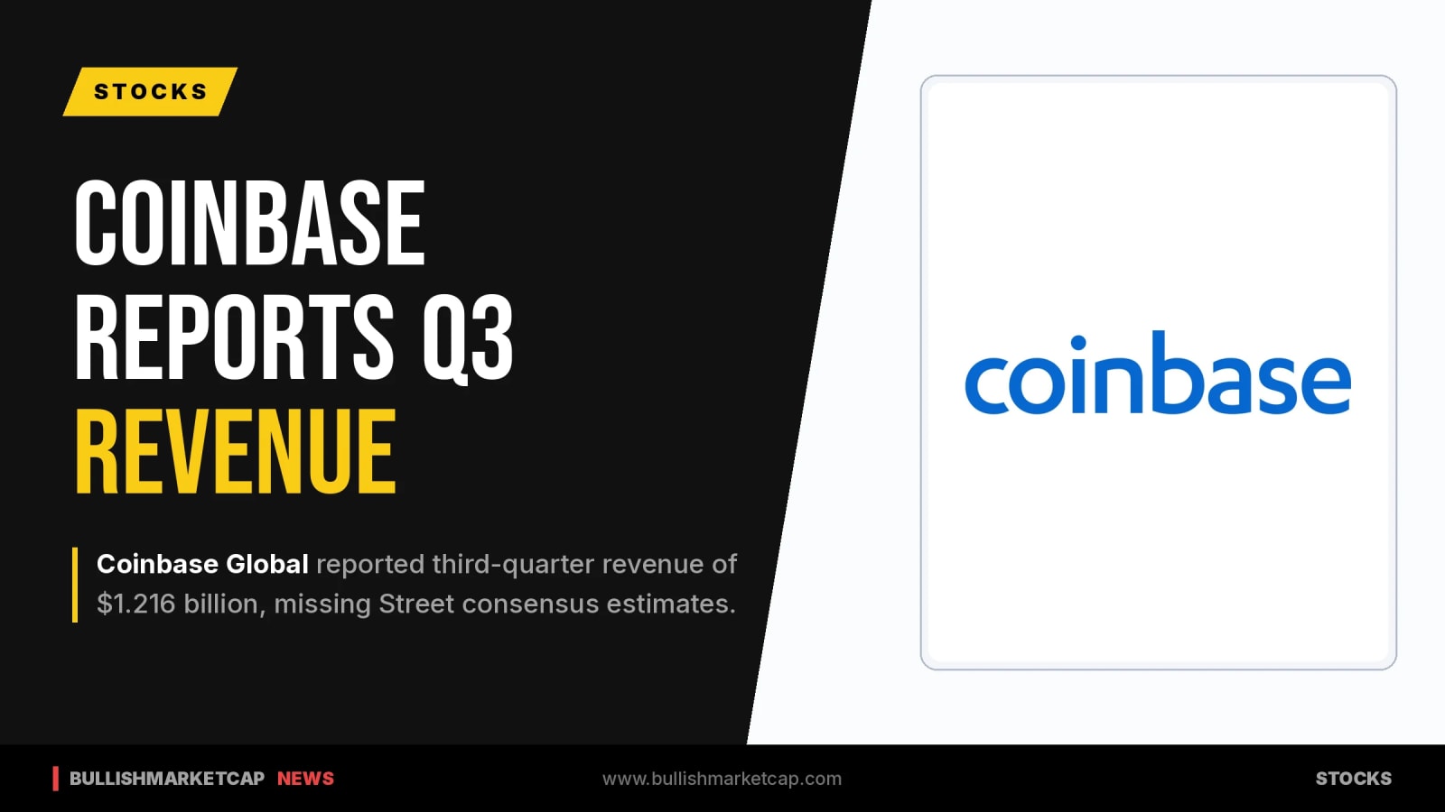 Coinbase Reports Q3 Revenue of $1.216 Billion