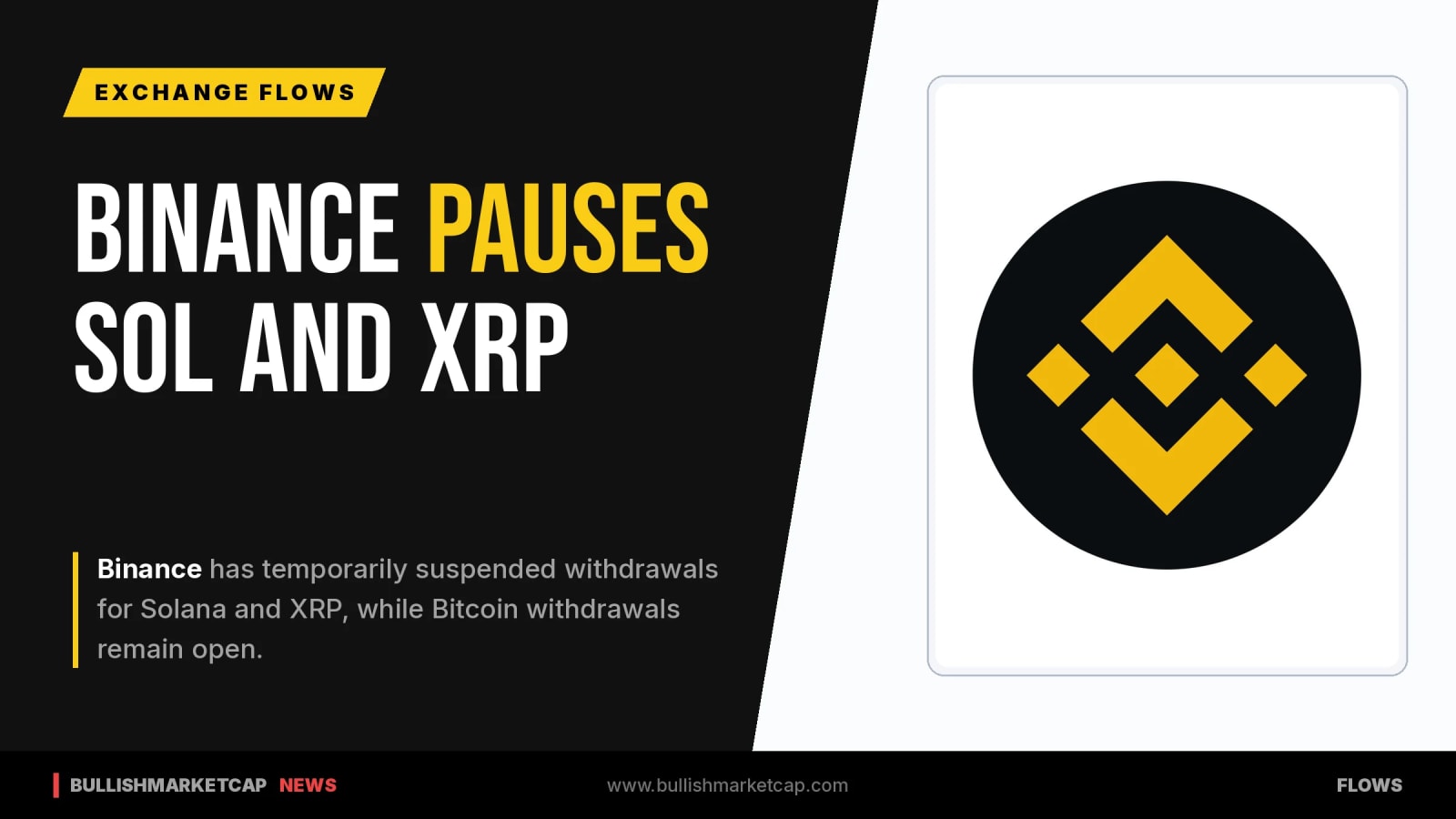 Binance Pauses Solana and XRP Withdrawals