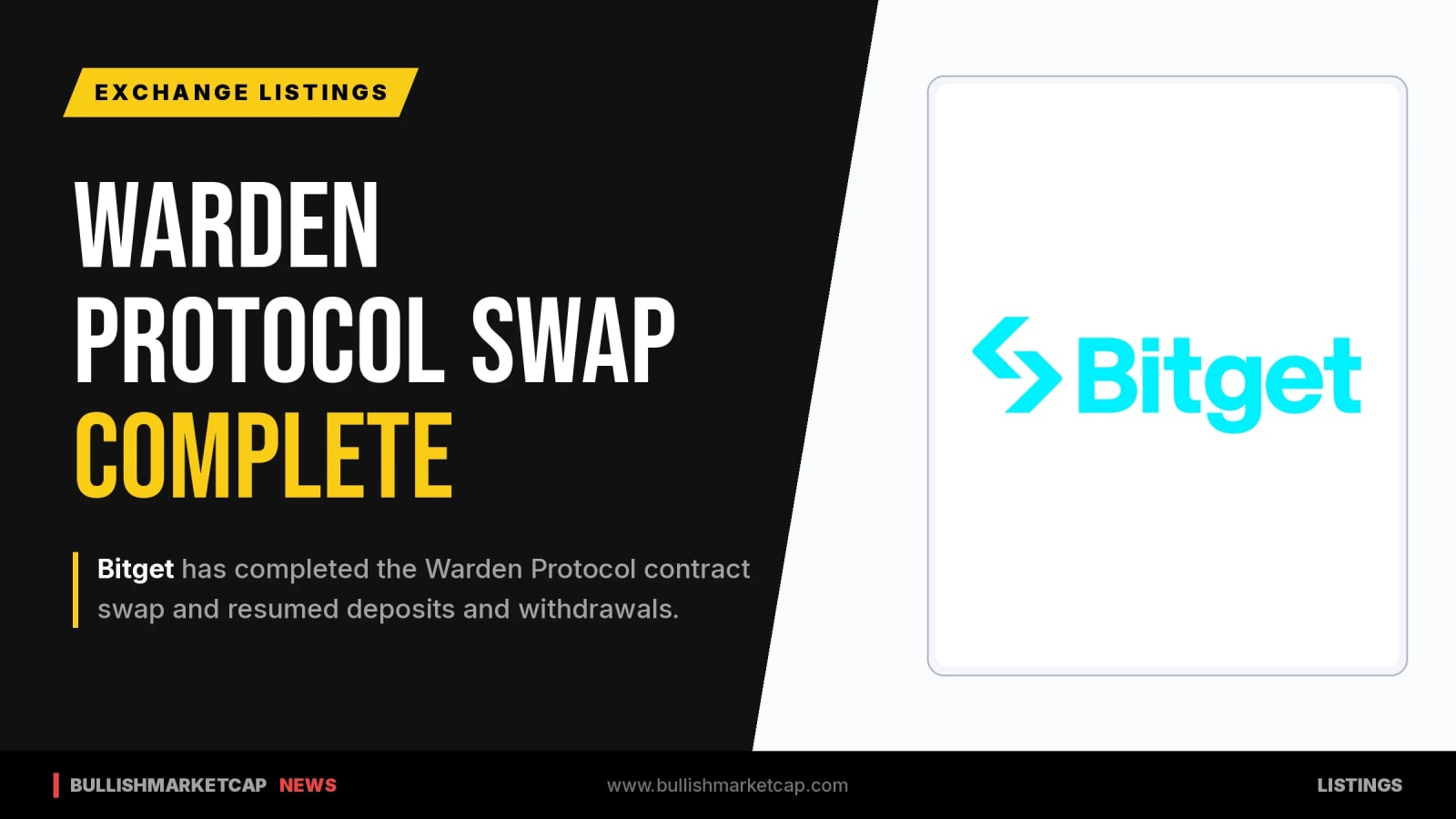 Bitget Completes Warden Protocol WARD Contract Swap