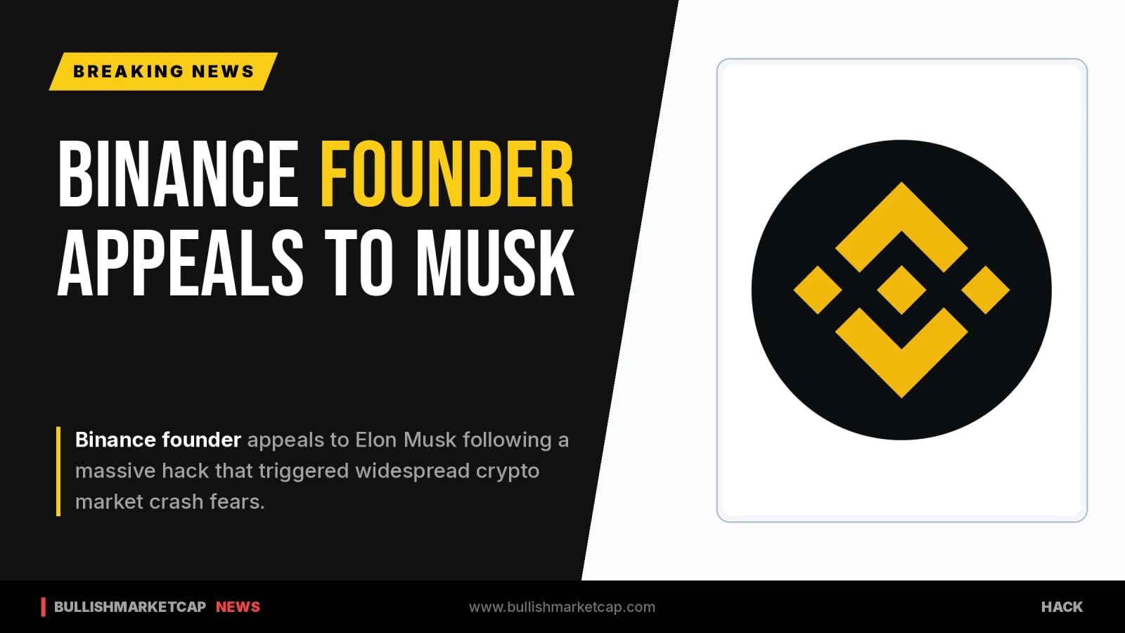 Binance Founder Appeals to Elon Musk After Hack Triggers Fears