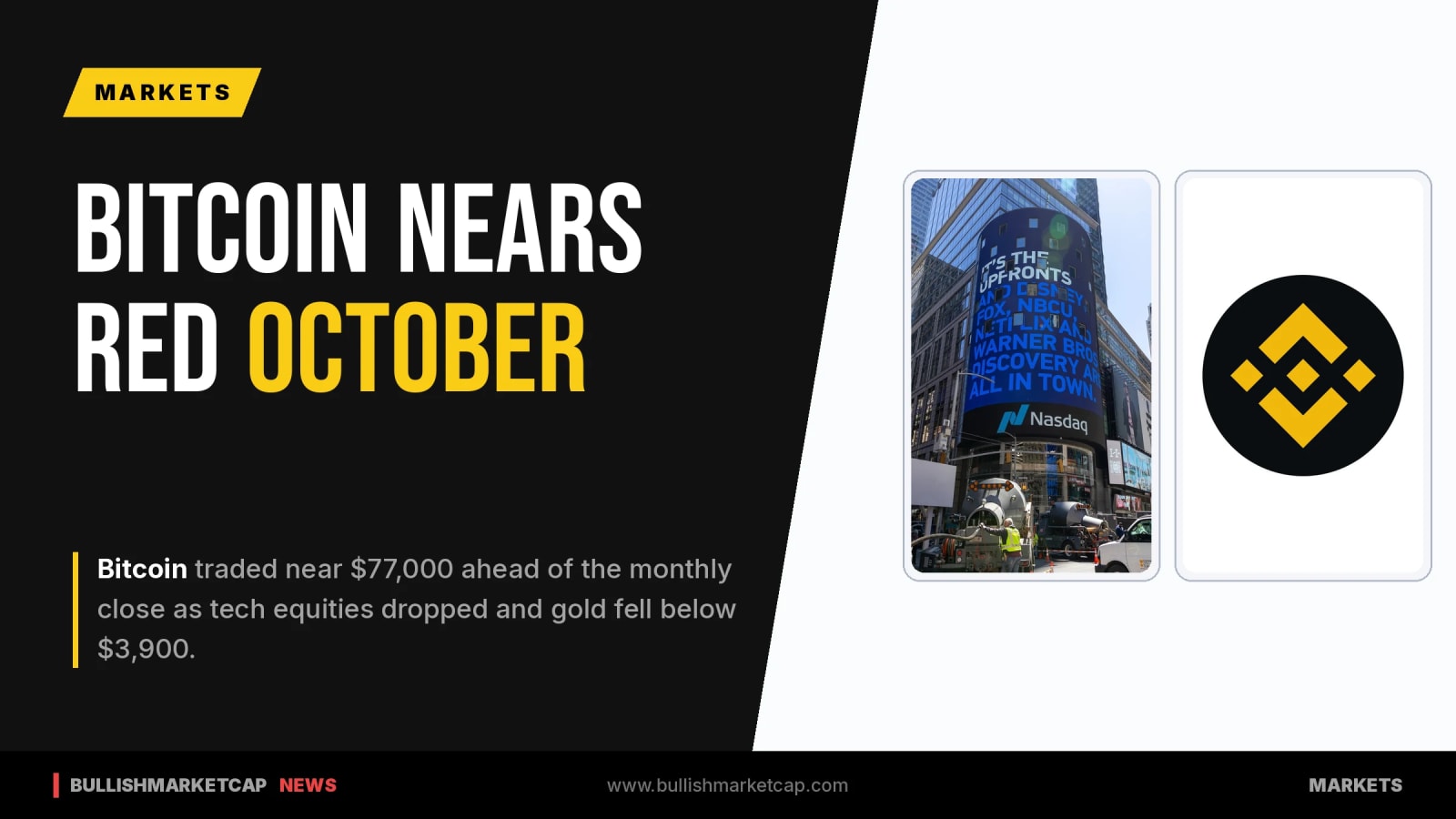 Bitcoin Nears Second Red October as Nasdaq Falls 2.9%