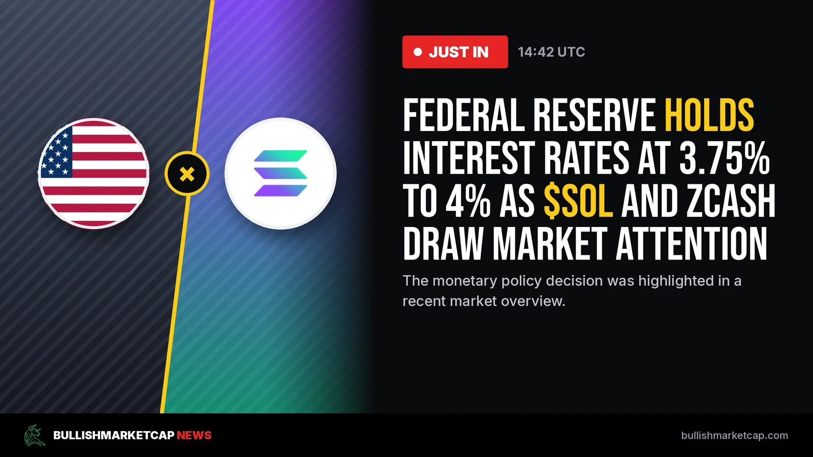 Fed Holds Rates at 3.75% to 4% as Crypto Markets Focus on Solana