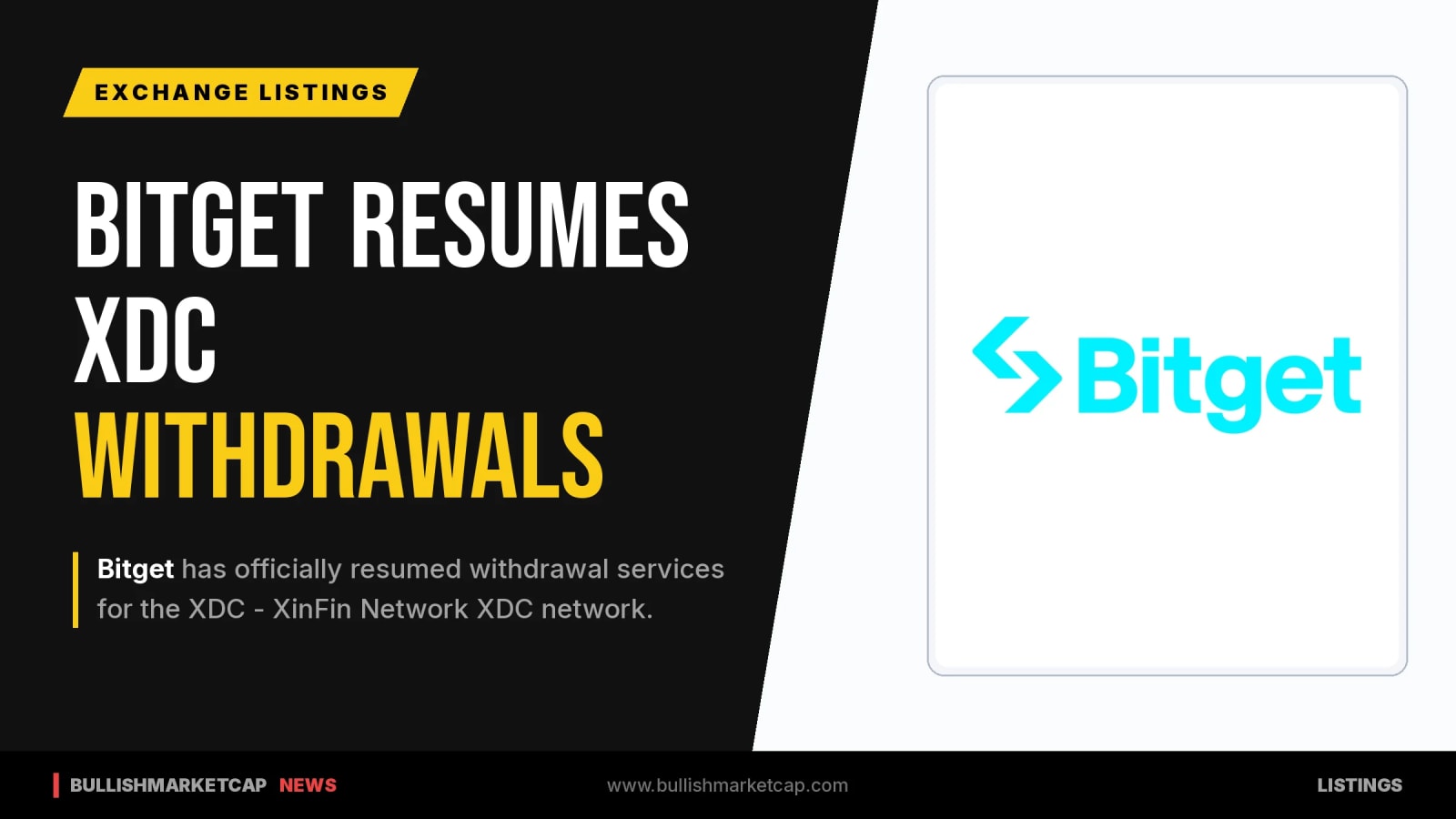 Bitget Resumes Withdrawals for XinFin Network XDC