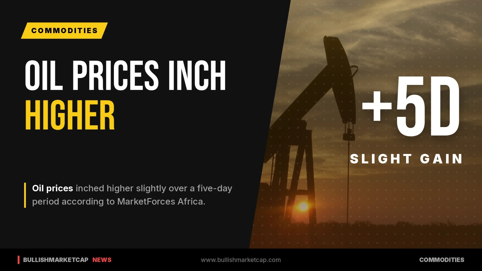 Oil Prices Inch Higher Slightly Over Five-Day Period