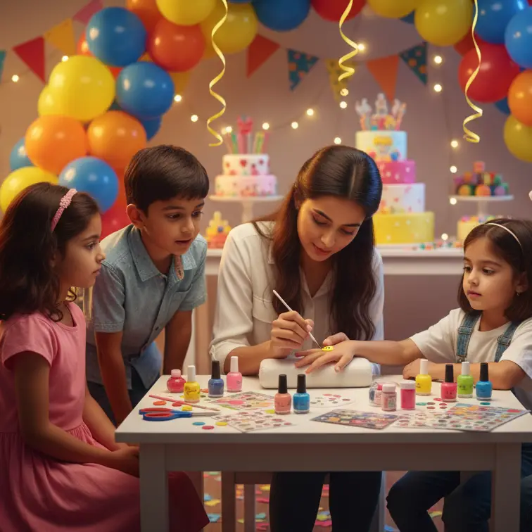 Nail Artist for kid's birthday party 