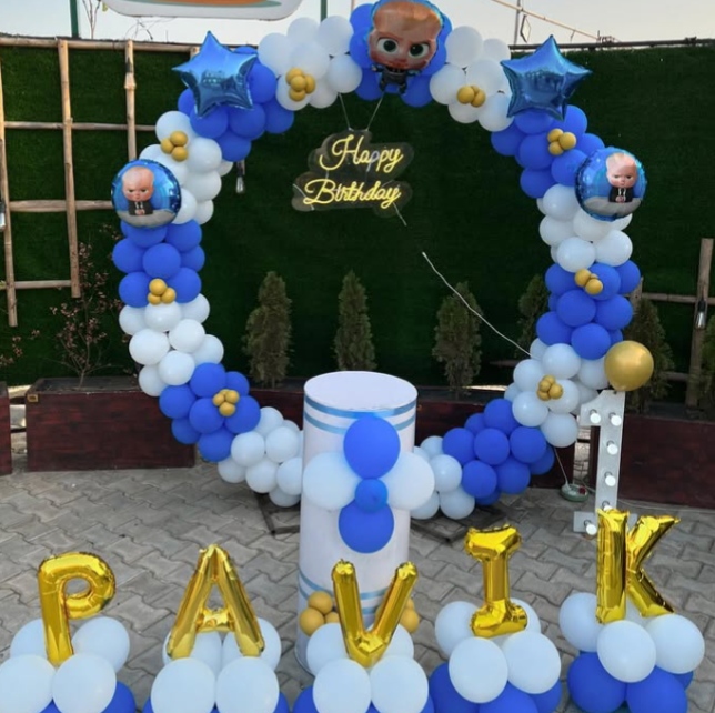 Baby Boss decoration for kids birthday party with ring setup 