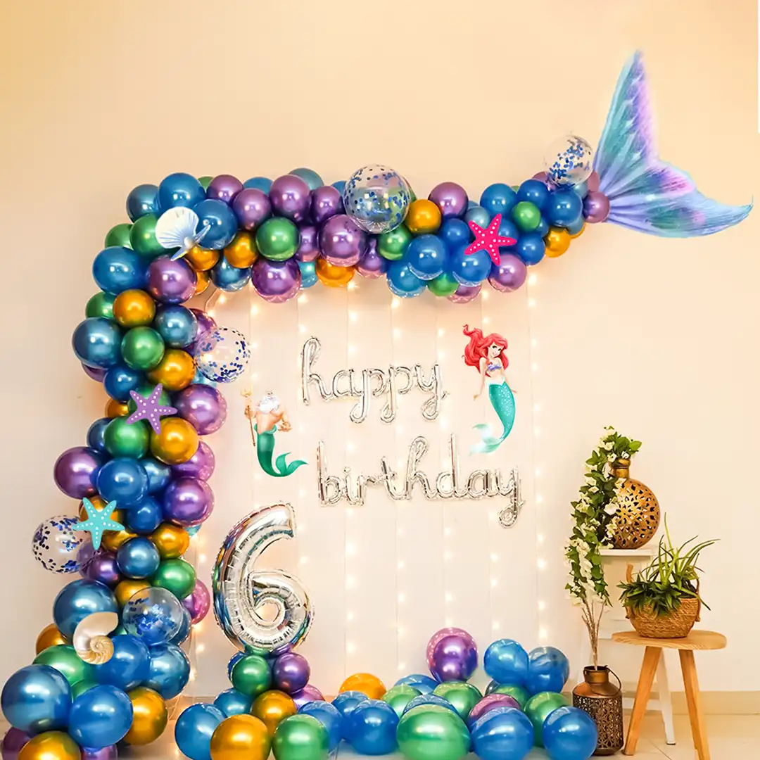 Arch setup Mermaid theme decoration for kid's birthday party 