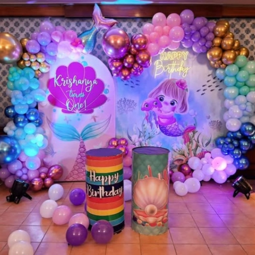 Mermaid theme decoration for kid's birthday party for baby girl 