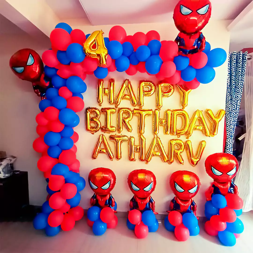 Spiderman theme decoration for kids birthday party 