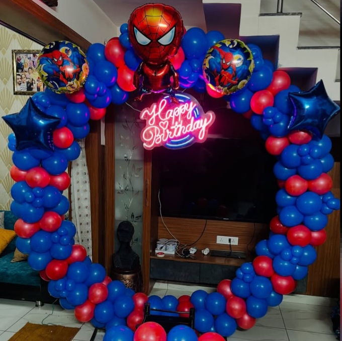 Spiderman theme decoration for kids birthday party 