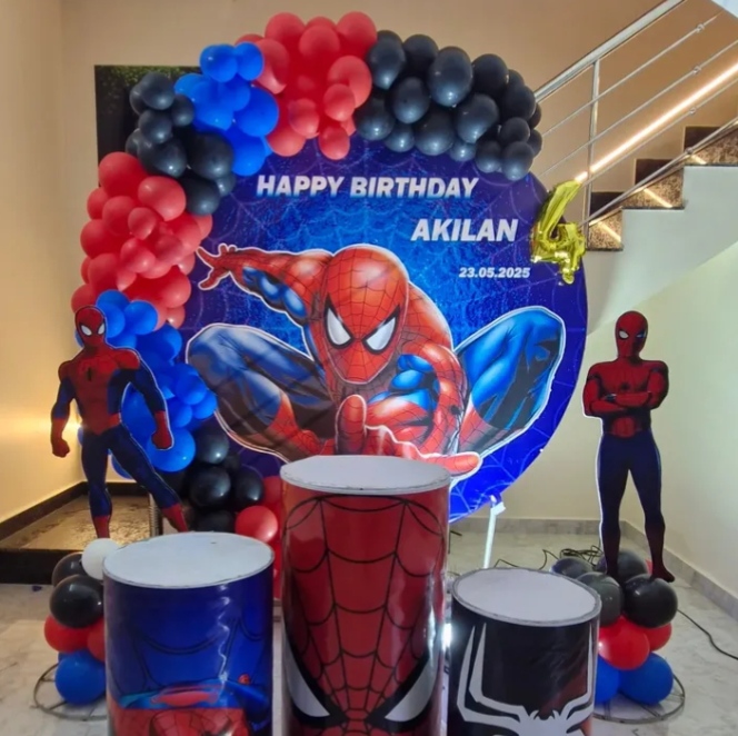 Beautiful Spiderman theme decoration for kids birthday party 