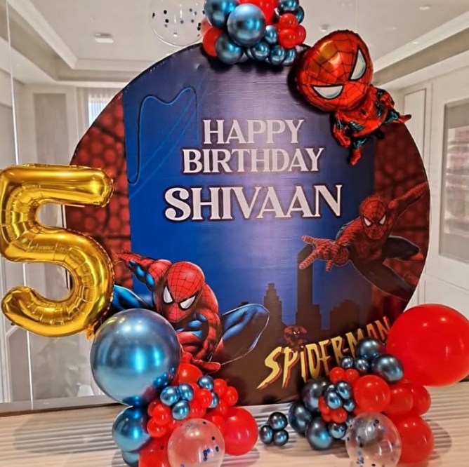 Spiderman theme decoration for kids birthday party 