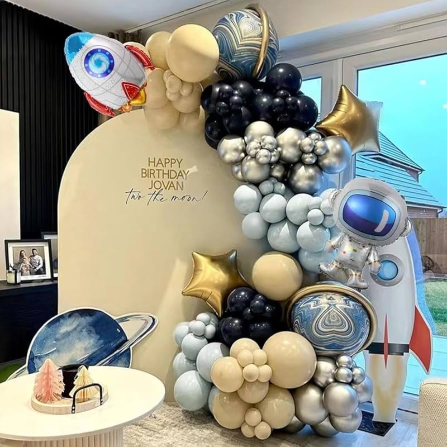 Astronaut Theme Birthday Decoration for kids with U shape Ring set up 