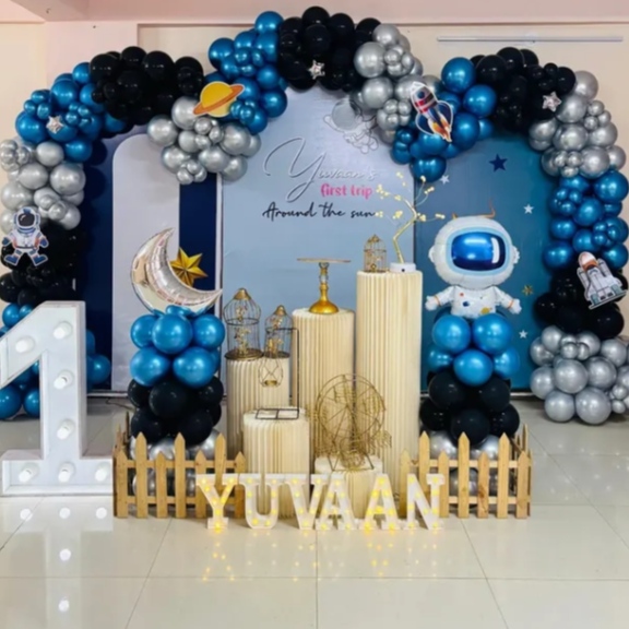 Astronaut Theme kids Birthday Decoration with backdrop 