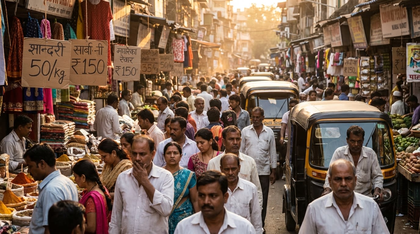 Street market showing inflation impact