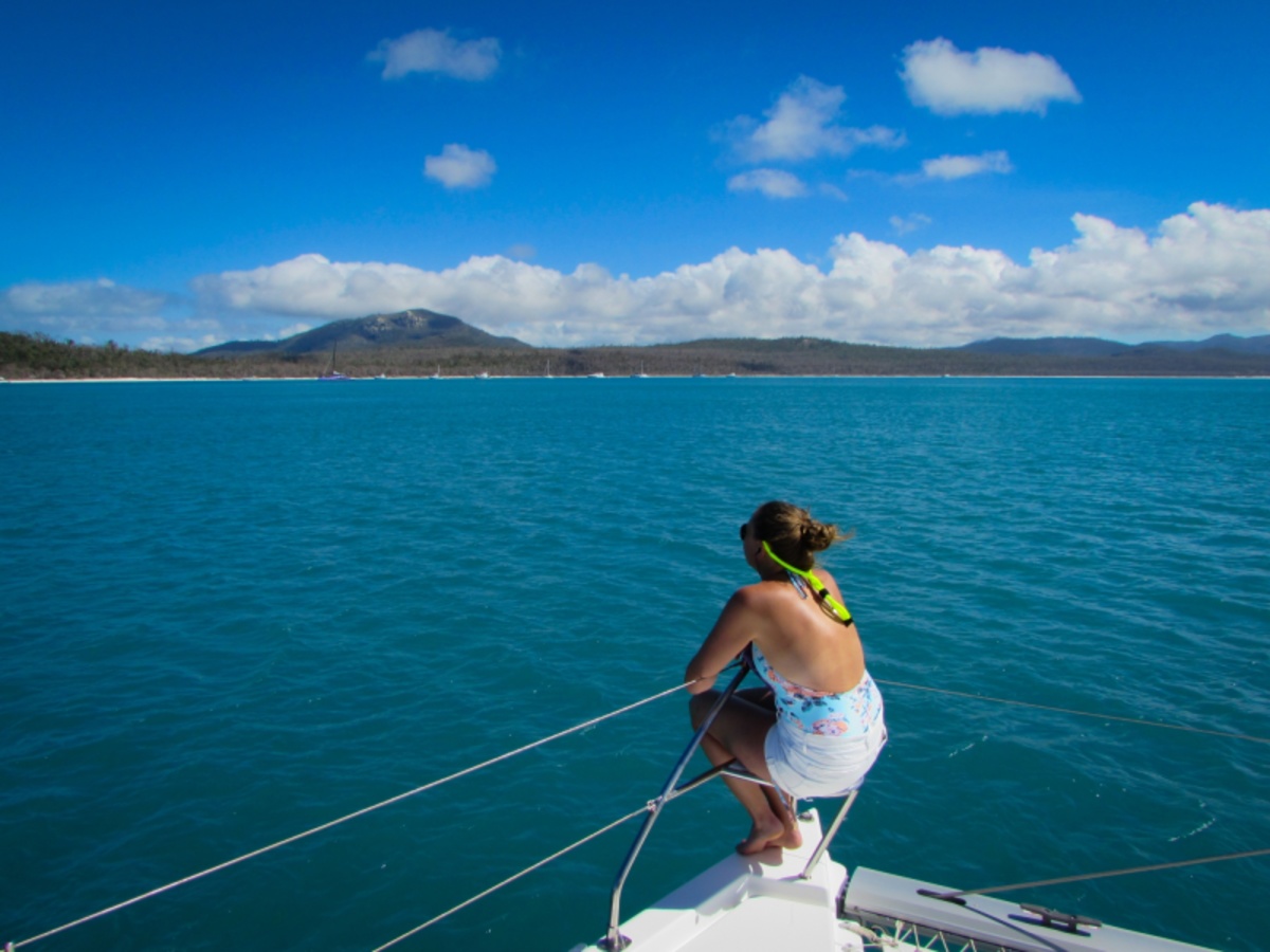 First glimpses of Whitehaven Beach