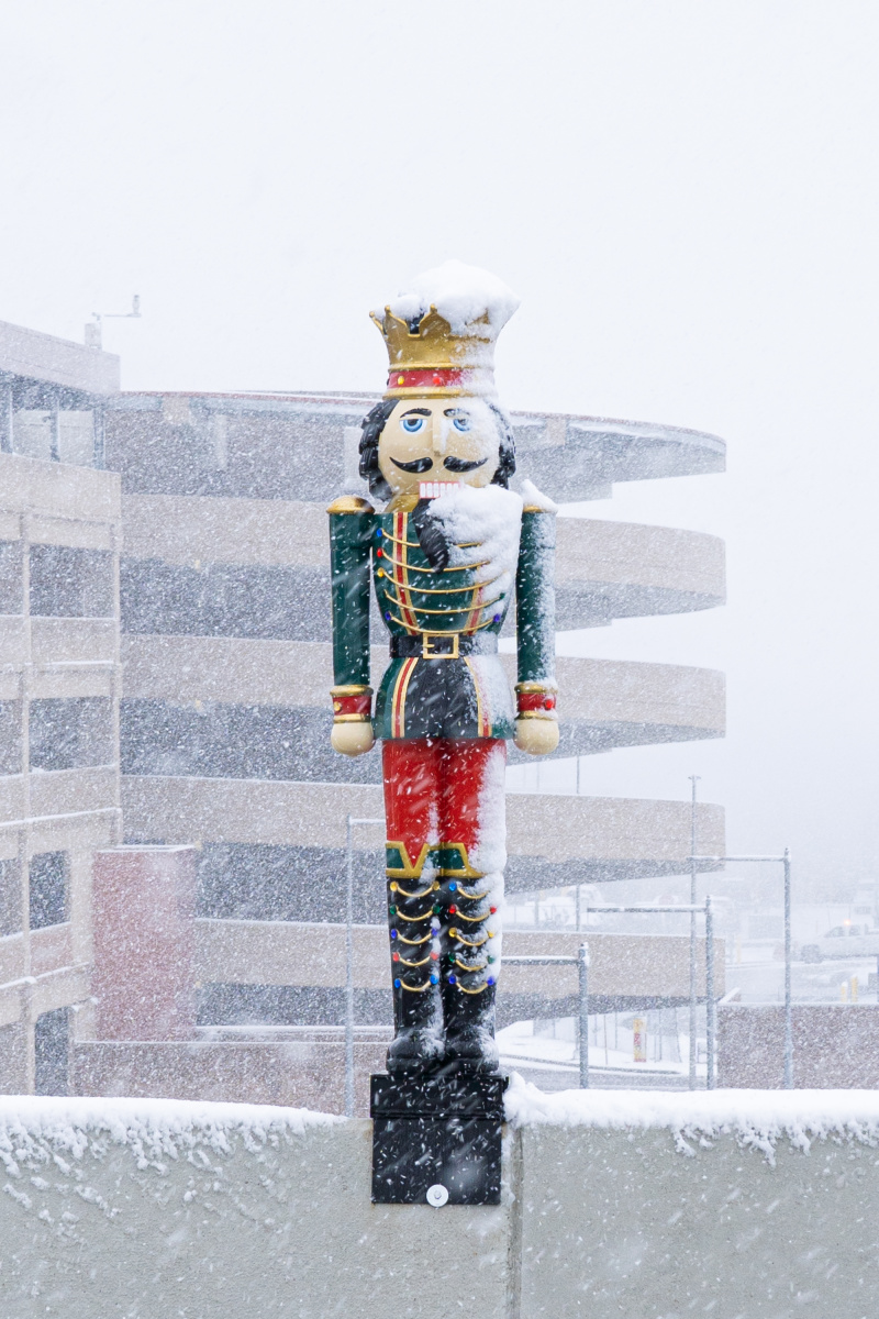 Snowy Nutcracker feeling the cold