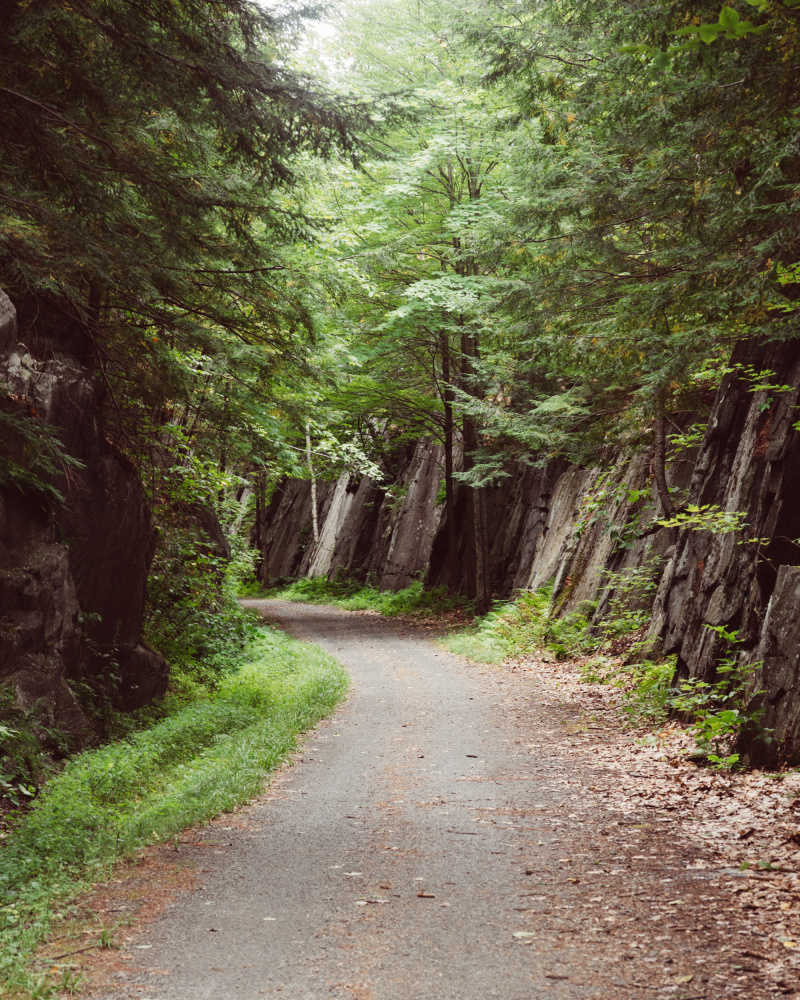 Rail trail through the rocks