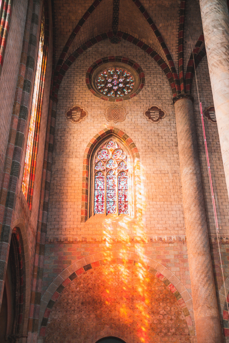Light streaming through the stained glass