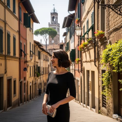 Donna in un elegante scorcio di Lucca - annunci escort Lucca