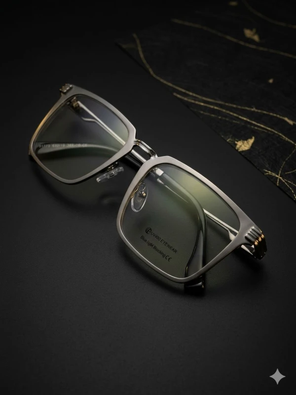 Lunettes Anti-Lumière Bleue VisionPro Gris Doré — Classique Homme