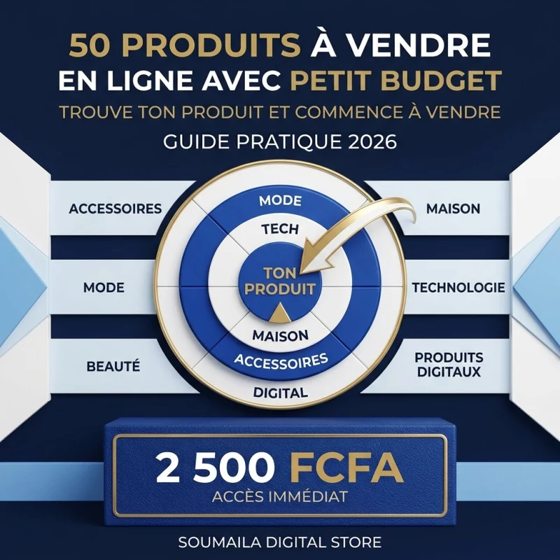 🛍️ 50 PRODUITS À VENDRE EN LIGNE AVEC PETIT BUDGET — GUIDE PRATIQUE 2026 2