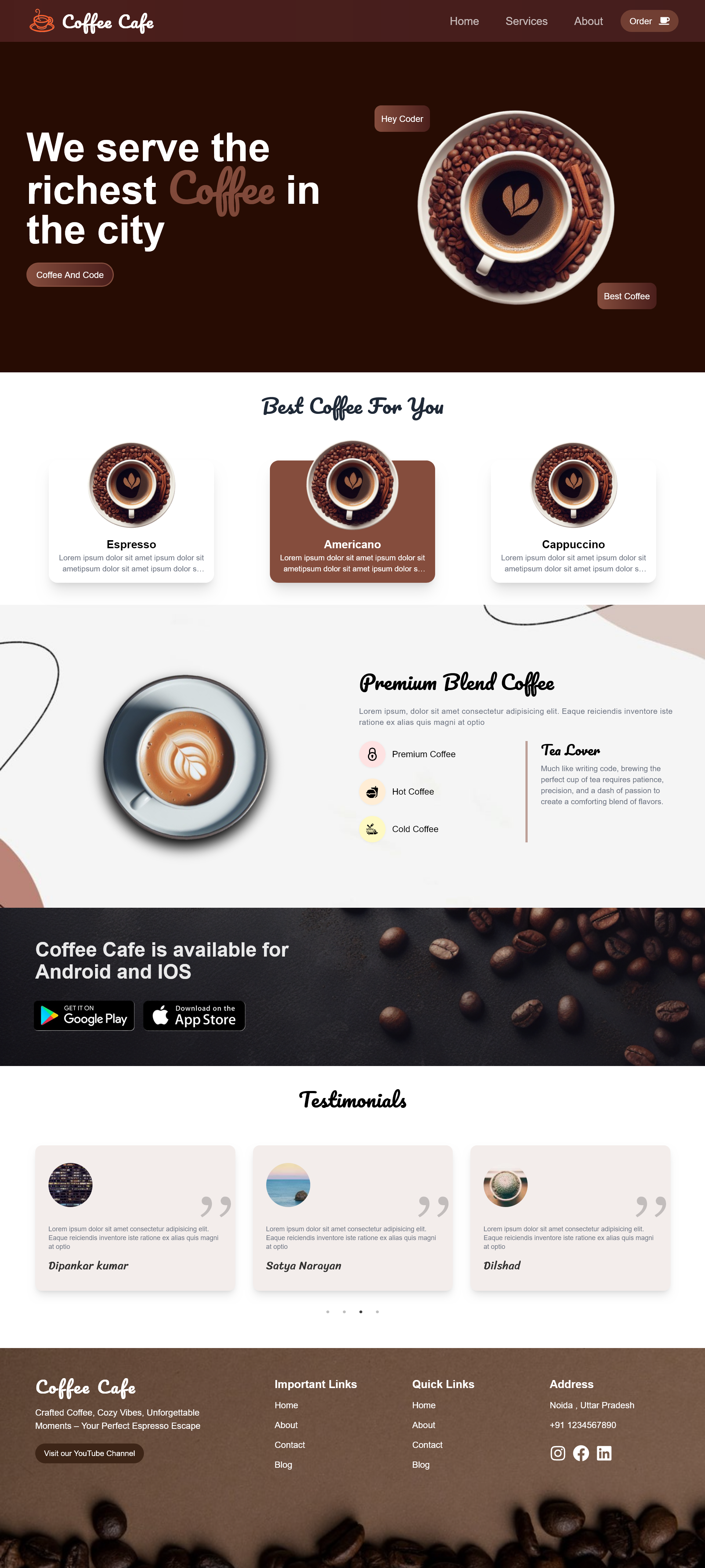 ☕ Cafe Coffee Website Template – Modern & Animated – Free & Premium ...