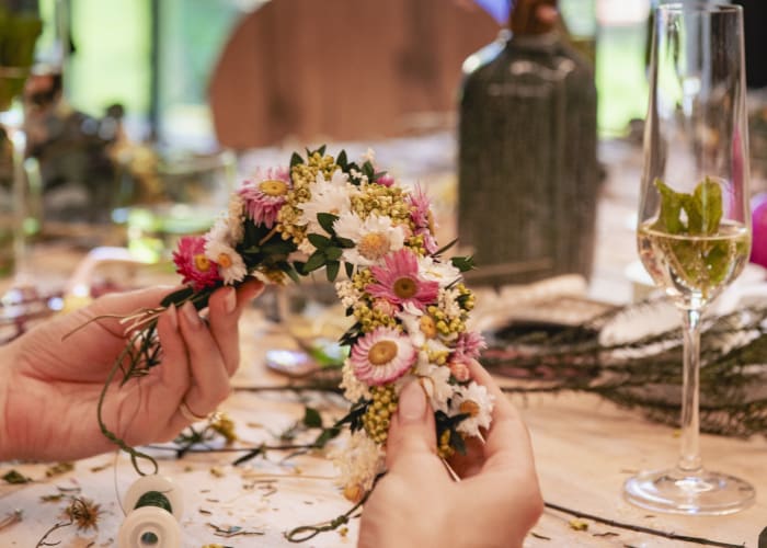 Blumen Haarkranz Workshop München