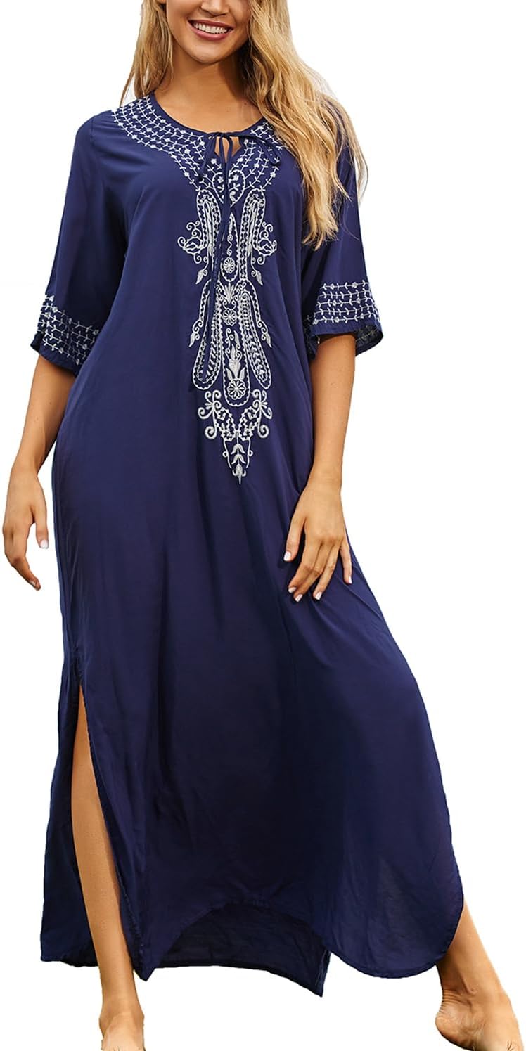Femmes Broderie Caftan Surdimensionne