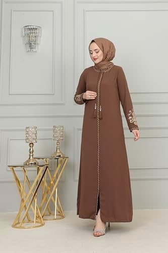 Vue 4 de Manches Brodees Abaya Pour