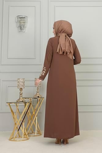 Vue 5 de Manches Brodees Abaya Pour