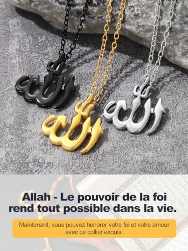 Vue 6 de Collier Allah Homme En