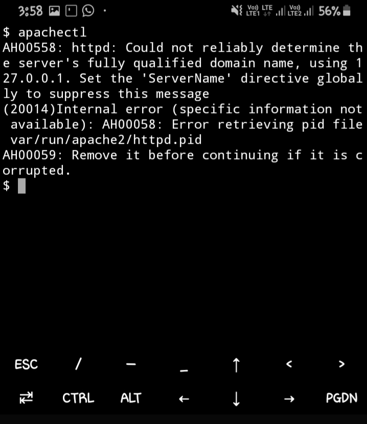 apache error termux