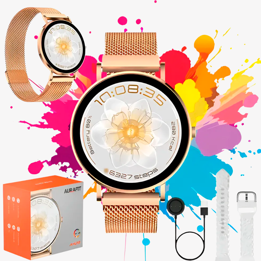 Relógio Smartwatch Aurafit Ella 3 AM28 2 Pulseiras