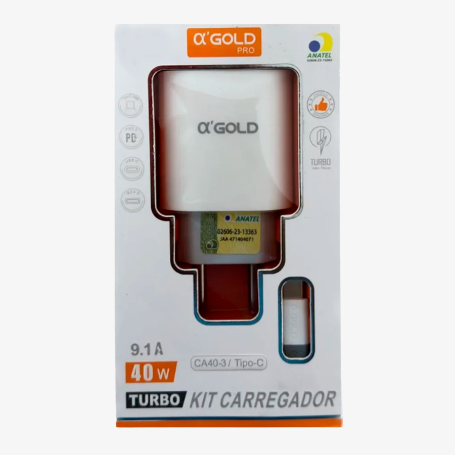 Carregador Turbo 40W TIPO-C para TIPO-A