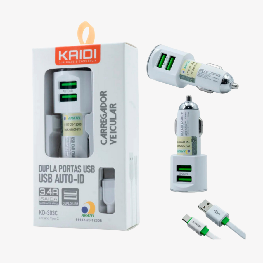 Carregador Veicular TIPO-C Para TIPO-A Comum