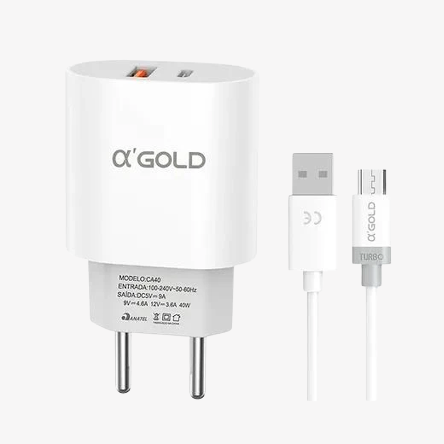Carregador Turbo 40W TIPO-V8 para TIPO-A