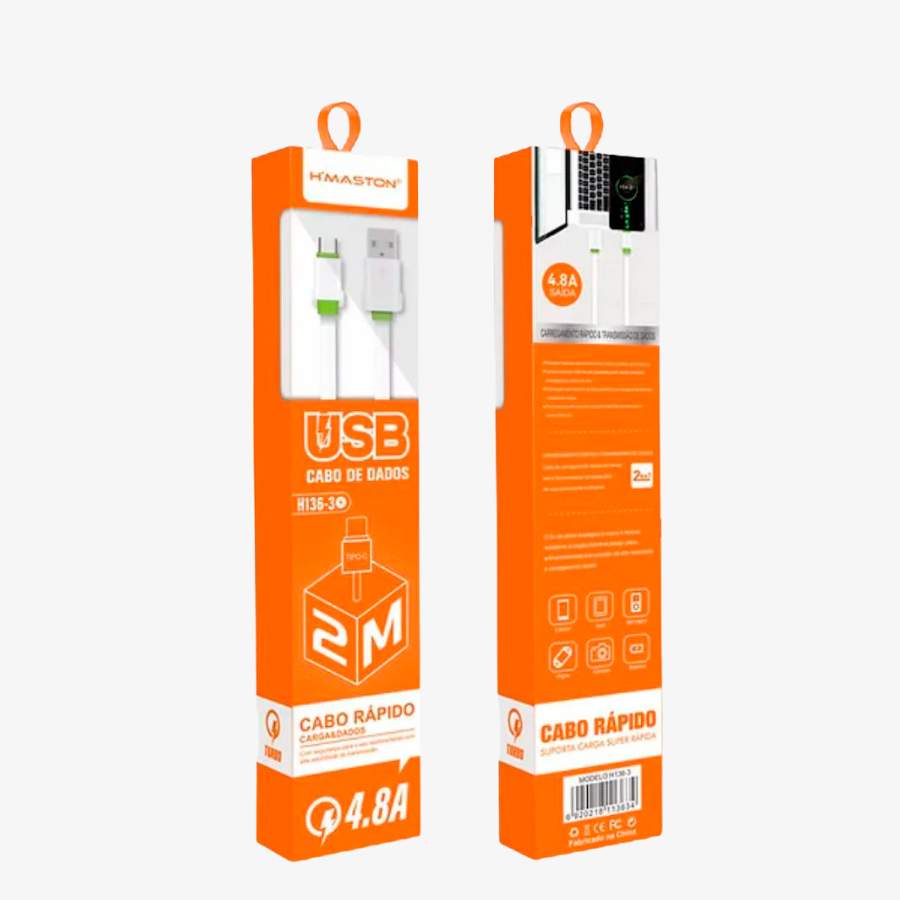 Cabo TIPO-C para TIPO-A 2 Metros